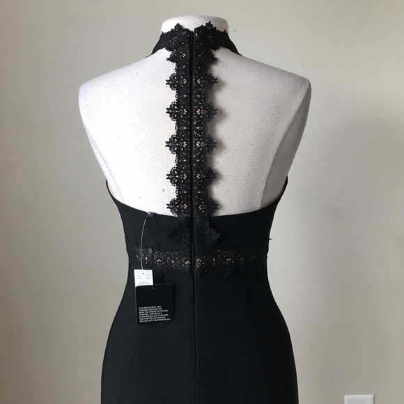 White House Black Market Dresses & Skirts - Black lace inset T-back mermaid gown dress